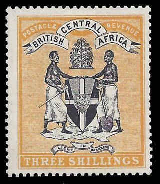 British Central Africa Stamps 1895 3s Black And Yellow (sg27) £225