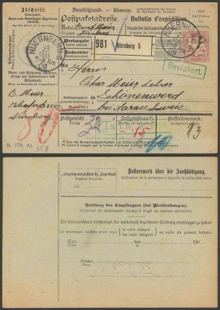 Germany Bavaria 1906 - Parcel Post Waybill Nurnberg 36185/4