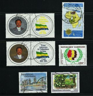 Gabon - - 6 Diff Commemoratives From 1983 - 86 - - 2 With Labels - - Cv $8.  60