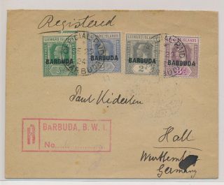 Lk51541 Barbuda 1924 To Wurttemberg Germany Registered Cover