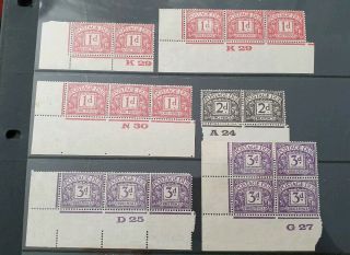 6x Postage Due Blocks And Pairs Controls M/mint (4)