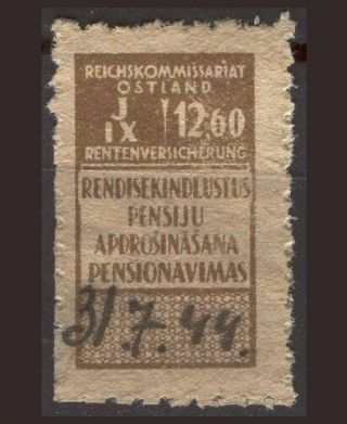 J Latvia K11 Estonia Lithuania 1943xii Pension Insurance Jix 12,  6 Revenue Issue4