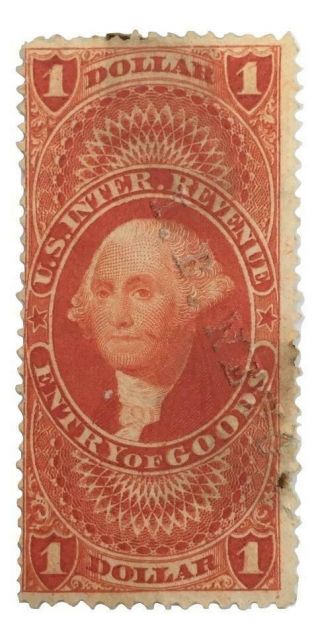 Us United States Internal Revenue Entry Of Goods One Dollar Silk Stamp R67d