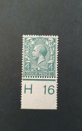 Gb King George V 1912 - 24 Sg 379 4d Grey Green Control M/mint