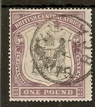 Nyasaland 1897 £1 Arms Wmk Crown Cc Sg51 Blantyre Cds