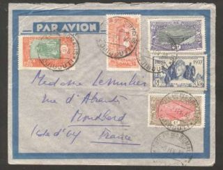 French Somalia To France Airmail Cover 1938 W 5 Stamps