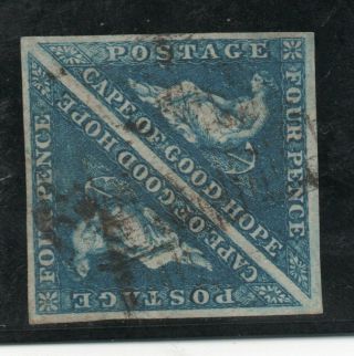 Cape Of Good Hope Triangle 4 P.  Blue,  Pair,  Full Margins,  Good Quality.