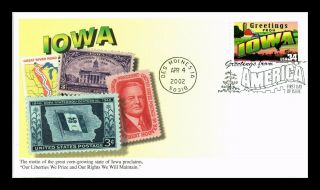 Dr Jim Stamps Us Iowa Greetings From America First Day Cover Mystic