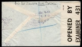 Bolivia 1940 reg/airmail cover w/stamps from La Paz to London via Panagra 2