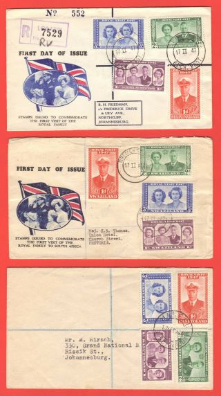 1947 Royal Visit To African Countries - Three Registered First Day Covers