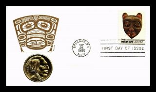 Dr Jim Stamps Us Tlingit Indian Art Masks Medallion First Day Cover