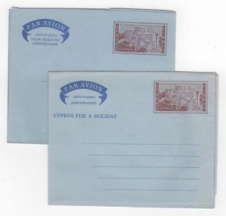 1962 Cyprus - 2 X Aerogramme Covers Stationery Different St Barnabas 25m
