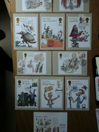 2012 Roald Dahl Phq 358 Stamp Cards Set Of 11 Fdi Front Special Handstamps