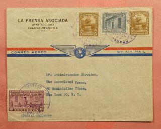 1946 Mixed Frank Venezuela Special Delivery Airmail To Usa