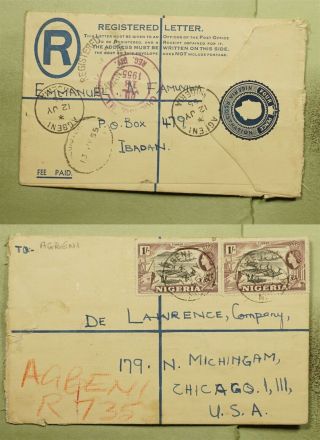 Dr Who 1955 Nigeria To Usa Registered Letter C120556