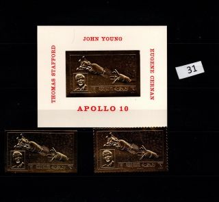 / Ras Al Khaima - Mnh - Space - Apollo - Gold Stamps - Kennedy - Perf,  Imperf