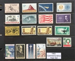 1962 Us Commemorative Year Set (complete) 1179,  1191 - 1207 Mnh
