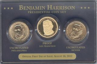 2012 Benjamin Harrison,  First Day Of Issue,  Presidential Coin Set - P,  D & S