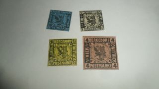 Bergedorf - 4 Different Stamps German State - 1/2,  1,  1 1/2,  4 All