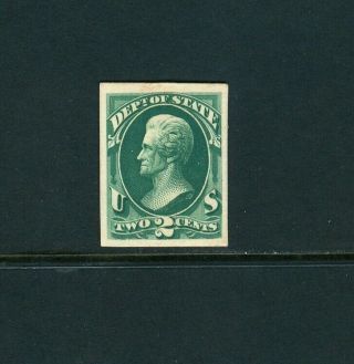 Scott O58p4,  2c Dept Of State Plate Proof On Card.  Vf.