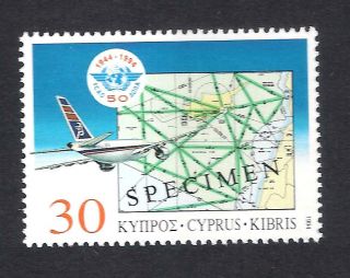 1994 Civil Aviation Icao Cyprus Airways Airplane Air Traffic Map Opt Specimen Mn
