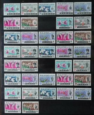 Malaysia 1965 Orchids Flowers Complete Set 13 States Mnh Og