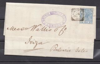 Lot:32001 Gb Qv Cover Entire London 8 October 1880 To Balearic Isles,  Sg142 2