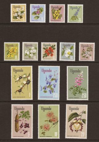 Uganda 1969 - 74 Sg131/145 Flowers Set Mnh (jb5685)