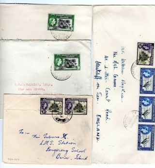 1957/58 Gilbert And Ellice Islands Local (1) / To Gb (3) Covers X 4.