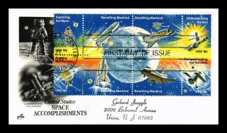Dr Jim Stamps Us Space Accomplishments Combo First Day Cover Scott 1912 - 19