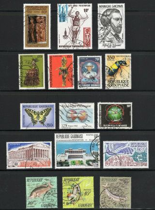 Gabon - - 16 Diff Commemoratives From 1974 - 83 - - Cv $9.  90