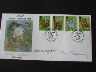 1982 " Butterfly Set Cover - Signed By Gordon Beningfield & David Attenborough "