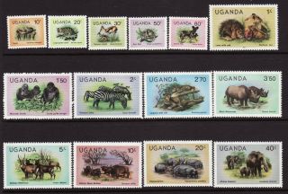 Uganda 1979 Scotts 279 - 92 Fauna Definitive Set (14) Mnh,  Vf