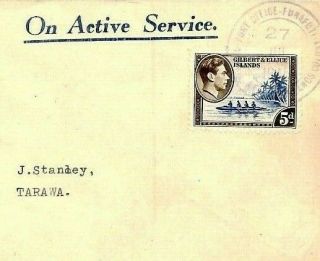 Cs176 Gilbert & Ellice Islands Ww2 Oas Cover Funafuti 1945 Postmark {samwells}