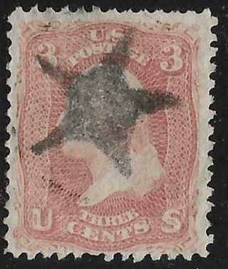 Xsa020 Scott 65 Us Stamp 1861 3c Washington Fancy Star Cancel