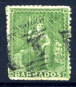 Barbados 1860 Britannia ½d Yellow - Green Fine With Rps Certificate (1963)