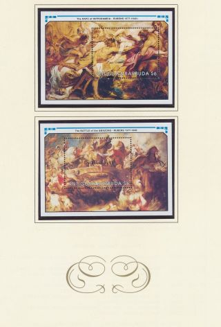 Xb71427 Barbuda Overprint Rubens Art Paintings Sheets Mnh