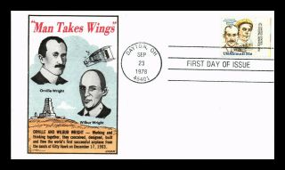 Dr Jim Stamps Us Man Takes Wings Wright Brothers Air Mail Fdc Gamm Cover C91