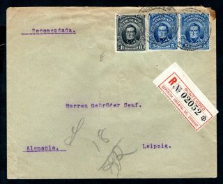 Uruguay - 1910/1911 Registered Cover To Leipzig,  Germany