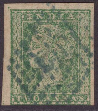 India Typo Qv 1854 Sg31 Var.  2a Deep Green – Blue Pm Gu/fu
