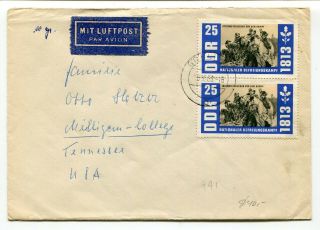 Germany - East Germany 1963 Pair On Airmail Cover To Tennessee Usa