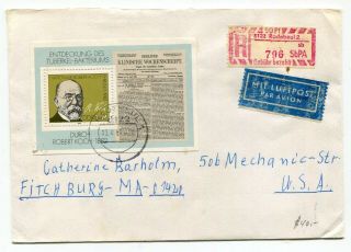 Germany 1982 Robert Koch - Souvenir Sheet - Registered Airmail Cover To Usa