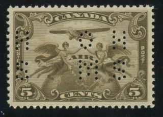 Canada 1928 Air Mail 6c 4 Hole Ohms Perforated Oc1 Vf Mlh