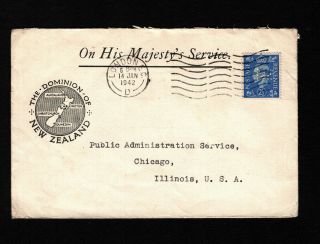 Opc 1942 Ohms Gb To Usa High Commissioner For Zealand Stationary & Perfin Nz