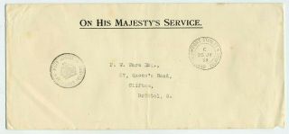 Falkland Islands 1939 Official Cover To England With Scarce P.  O.  Crown Handstamp