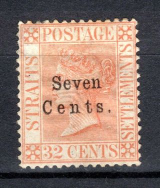 Malaya Singapore Straits Settlements 1879 Qv O/p 7c Sg 21 Mh Stamp Mounted