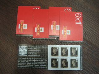 5x Mb13 Barcode Booklet Penny Black 175th Anniversary 2015 Mnh