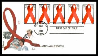 Mayfairstamps Us Fdc 1993 York Aids Awareness Plate Booklet Pane K111 First