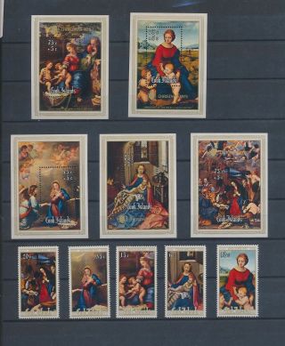 Gx03612 Cook Islands 1975 Religious Art Paintings Fine Lot Mnh