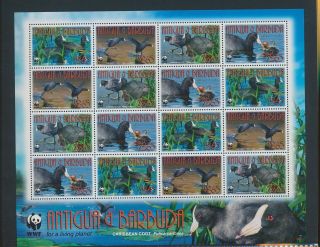 Gx03564 Antigua & Barbuda Animals Fauna Flora Birds Xxl Sheet Mnh